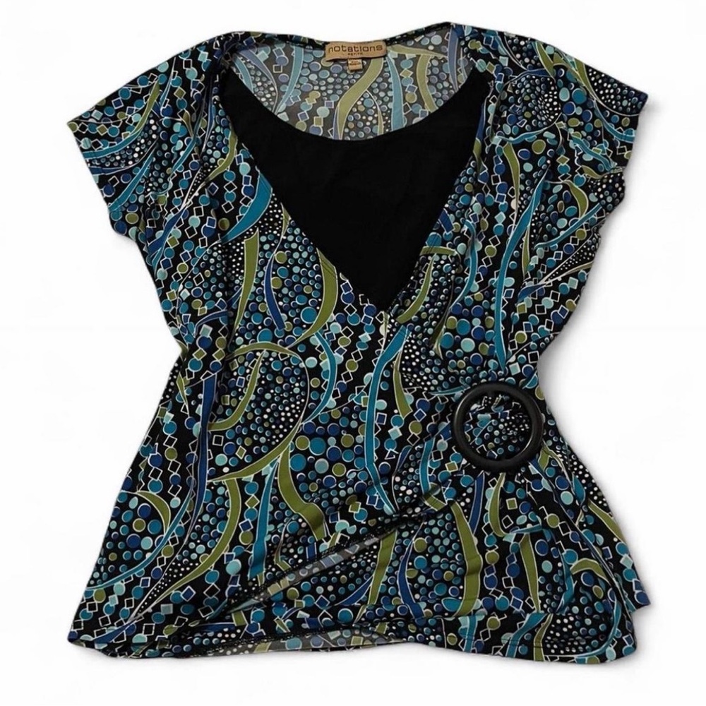 Notations Women's Top with Black and Blue Pattern